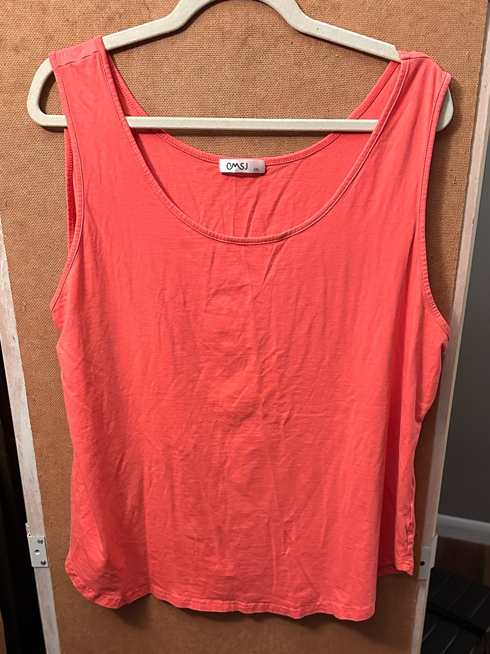 MSI Coral-Orange Scoop Neck Tank Top